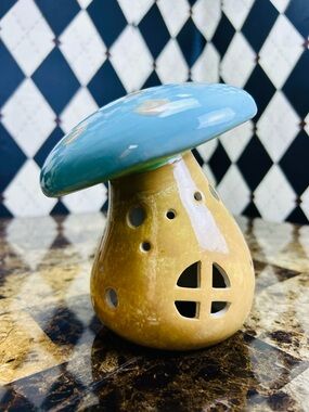 Ceramic Mushroom Lantern – Cottagecore Tealight Candle Holder